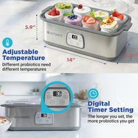 Ultimate Yogurt Maker with adjustable temperature and digital timer setting